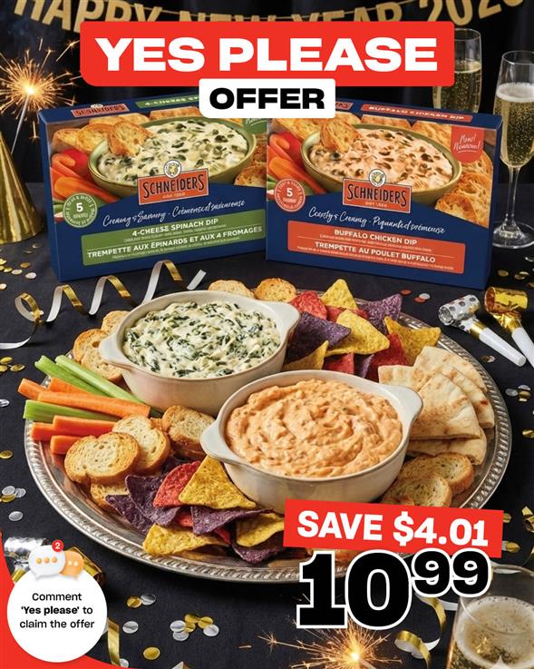 Schneiders NEW Dips! 2 Exciting New Dip Flavours, Ready for Your Entertaining Needs in Minutes!