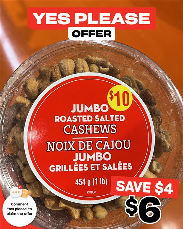 Jumbo Roasted Salted Cashews