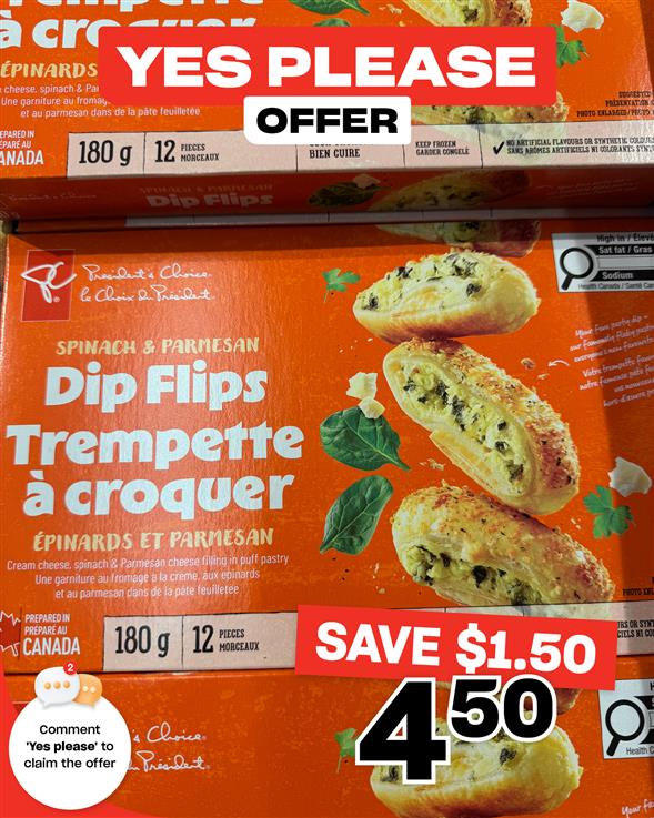 PC Spinach & Parmesan Dip Flips