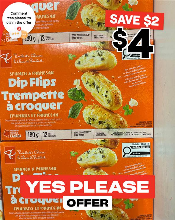 PC Spinach and Parmesan Dip Flips