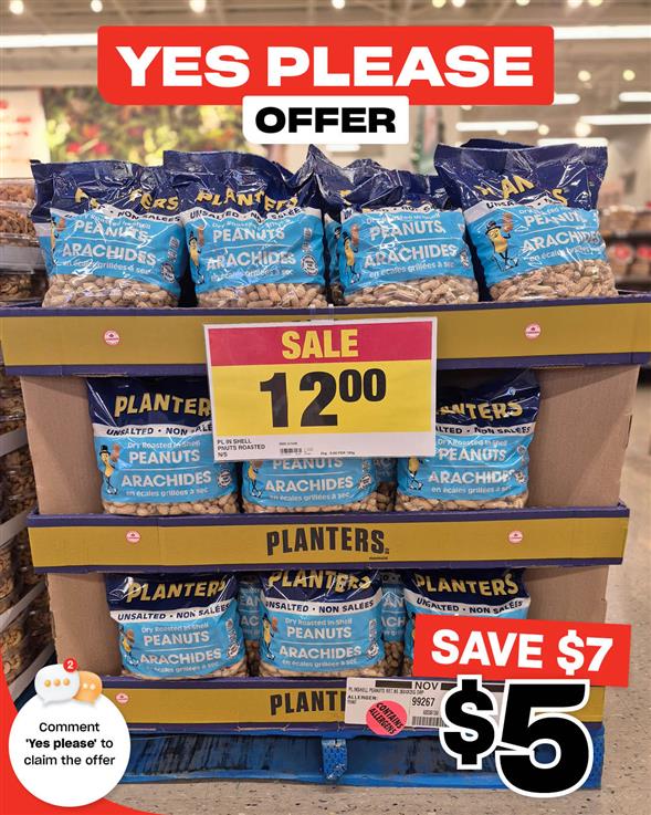 Planter's Dry Roasted In-Shell No Salt 2Kg