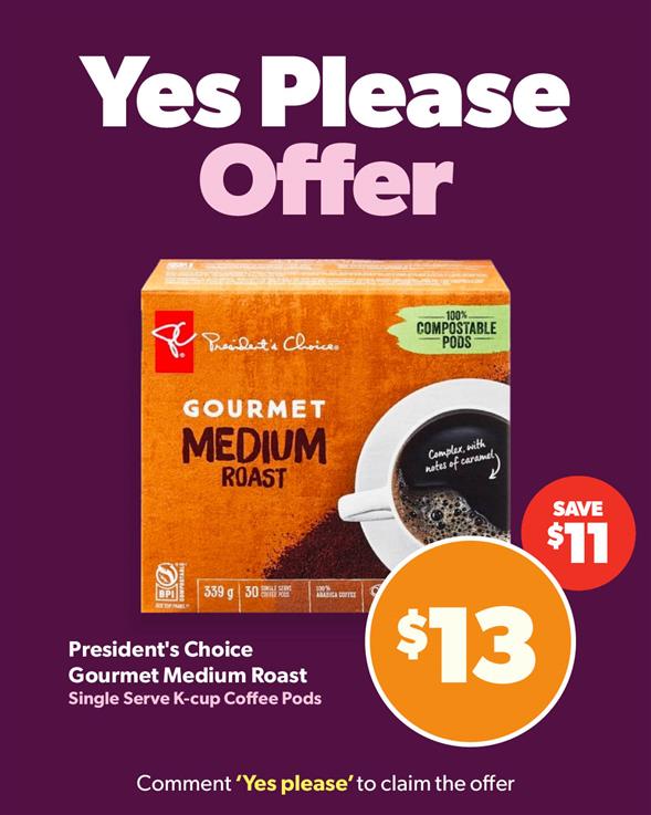 President's Choice Gourmet Medium Roast Single Serve K-cup Coffee Pods