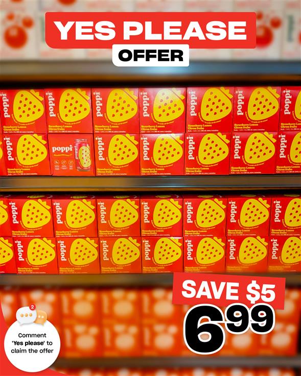 Poppi Strawberry & Lemon Soda 4 X 355 mL