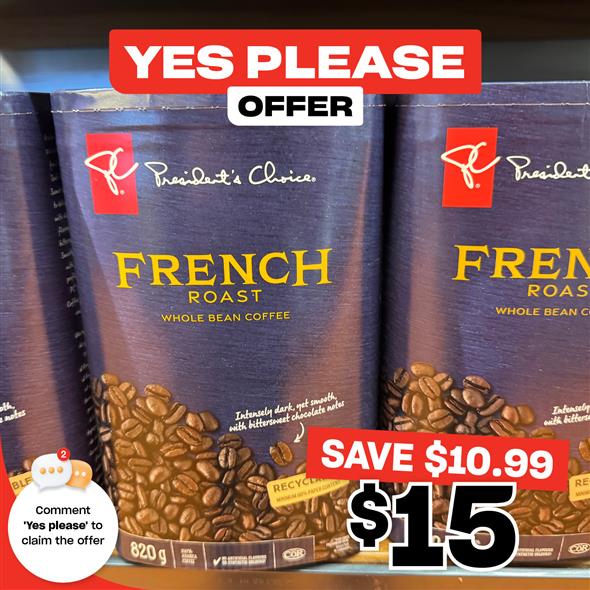 PC French Roast Whole Bean Coffee 820G