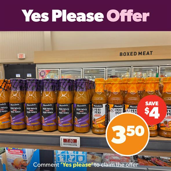 Nando's Peri-Peri hot sauce 250ml and Nando's Peri-wing sauce 355ml