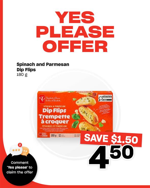 President's Choice Spinach and Parmesan Dip Flips