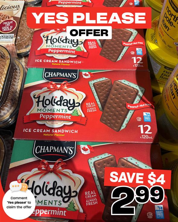 Chapman‘s Holiday Peppermint Ice Cream Sandwiches