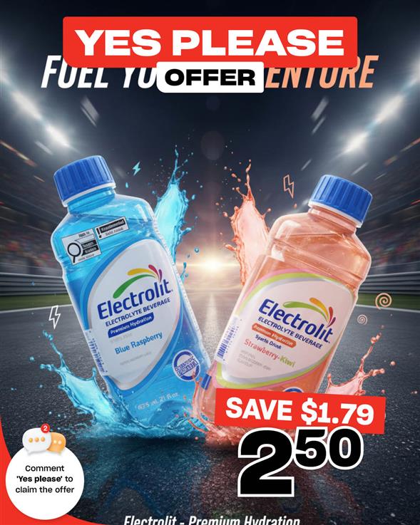 Electrolit Beverages - Blue Raspberry or Strawberry Kiwi