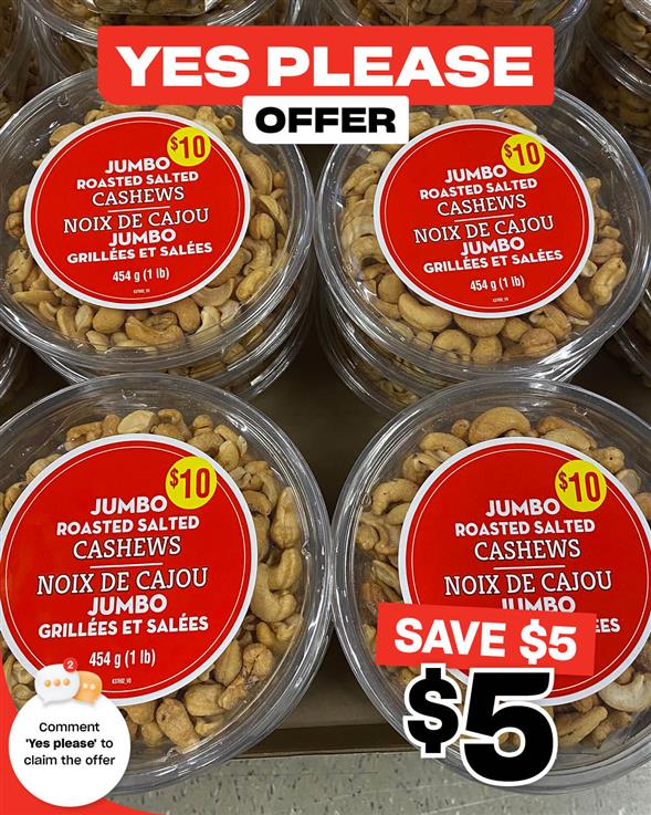 JOHNVINCE FOODS Cashews Jumbo Roasted Salted 454 G