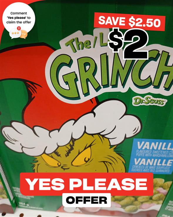 Grinch Cereal 2 $